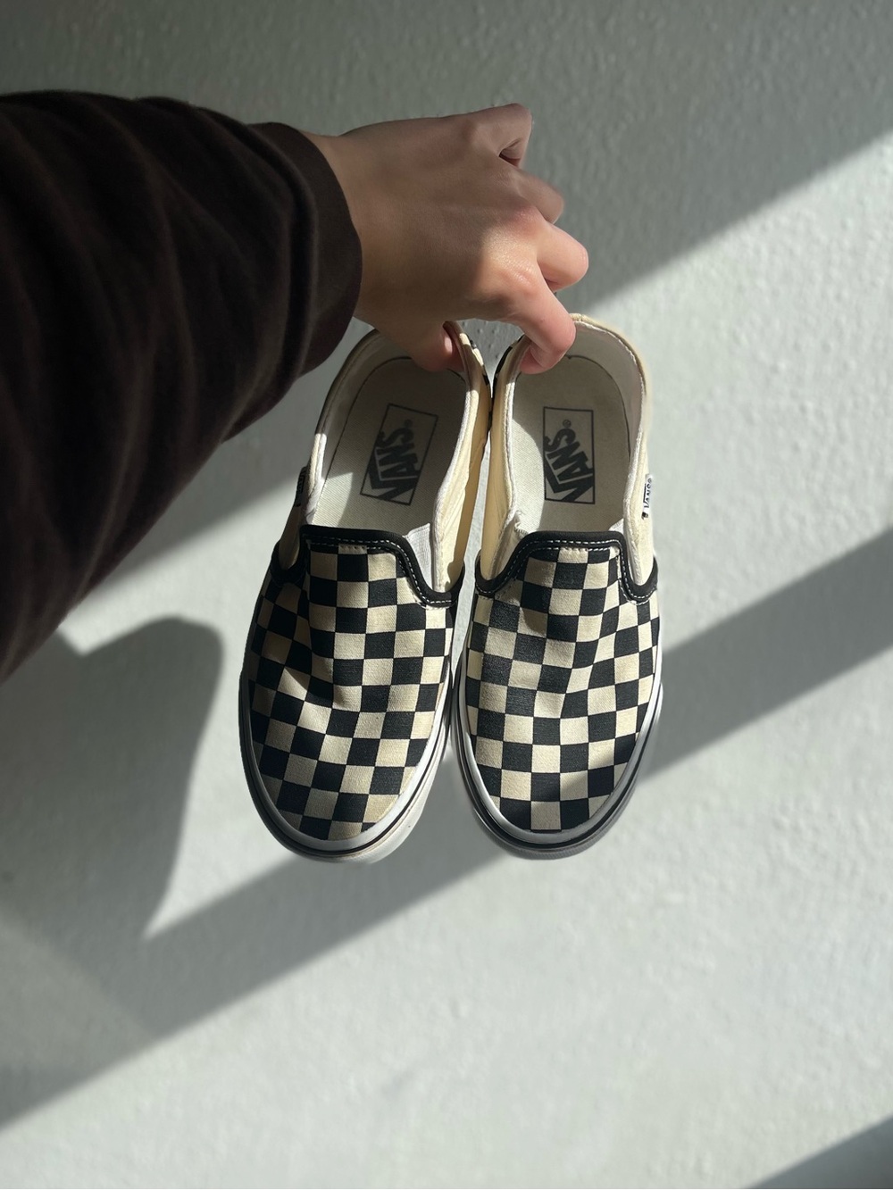 Vans Checkered Slip-On Canvas Sneakers - Black & White